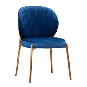 High Quality Metal Frame Kitchen Chairs Hot Metal Leg Navy Blue Velvet Padded Dining Chair ZG23-111