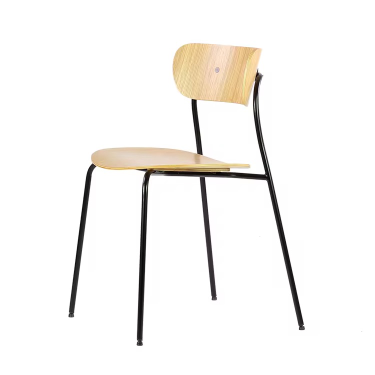 Nordic Dining Chair Home FuHigh Quality Indoor Use Metal Frame with Plywood Seat and Back Dining Chair (ZG23-107)
