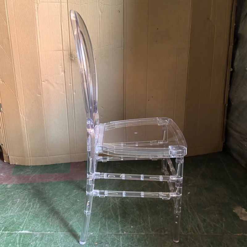 Moon Nordic Outdoor Household Wedding Event Plastic Crystal Acrylic PC Transparent Dining O Back Chair ZG50-018