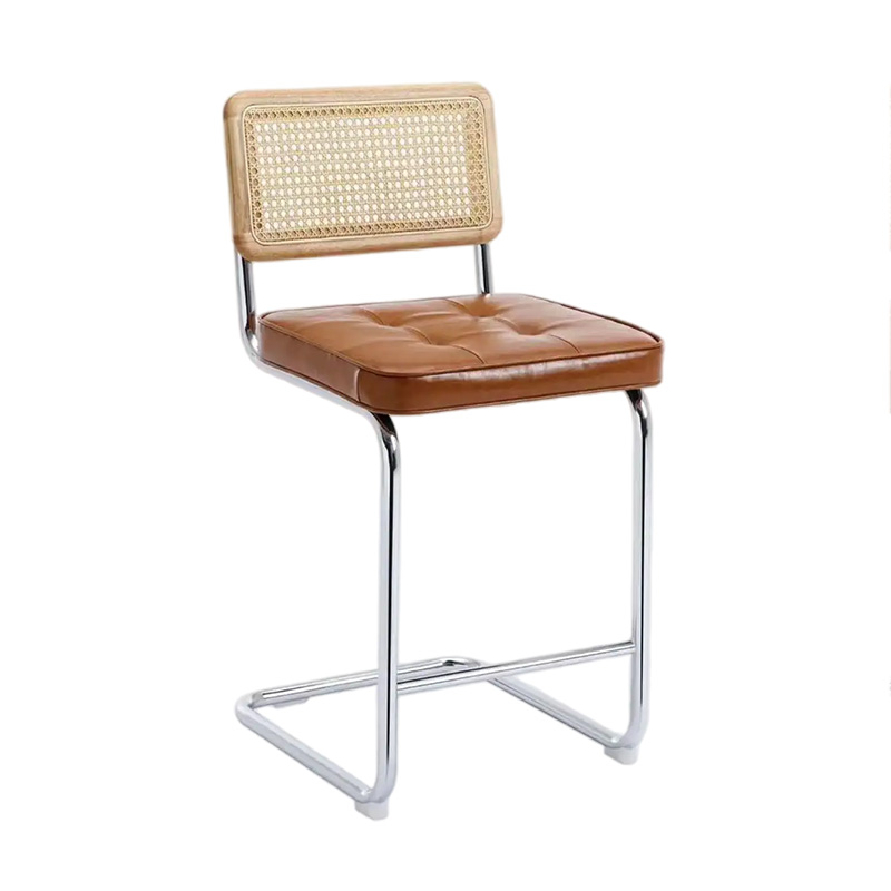 Back Support Modern Makeup Chair Cane Rattan Back Restaurant Chair with Kneeling Legs(ZG23-081)