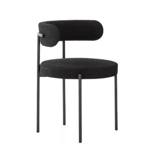 Lamb Wool Vanity Room Chair Modern Upholstered Accent Chair with Metal Legs and Back(ZG23-069)