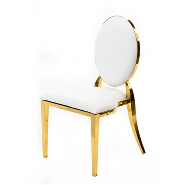 Hot Sale Metal Stackable Banquet Chair Wedding Chairs with Glod Stainless Steel Frame(ZG50-008)