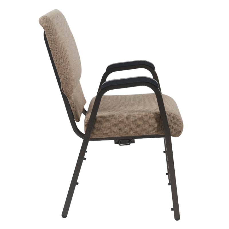 Wholesale Cheap Stackable 20.5'' Wide Metal Mix Tan Church Chair with Armrest for Auditorium Worship(ZG13-009)
