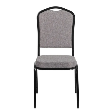 Anji Zhenguan Stackable Gray Fabric Black Frame Premium Crown Back Metal Banquet Chair(ZG10-008)