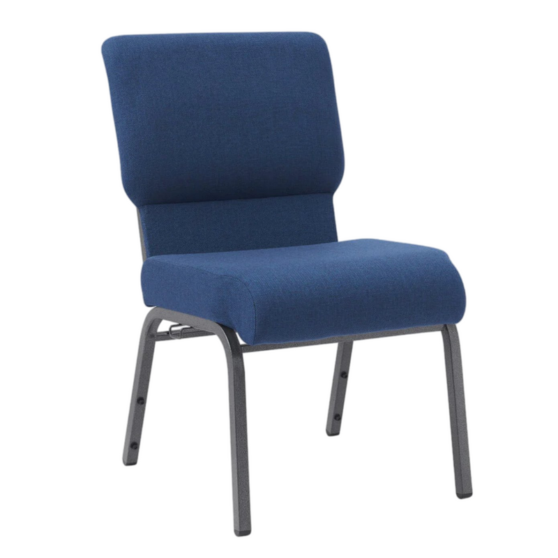 21′′ Wide Church Chair Comfy Stackable Chair in Gray Fabric and Black Frame (ZG13-005)
