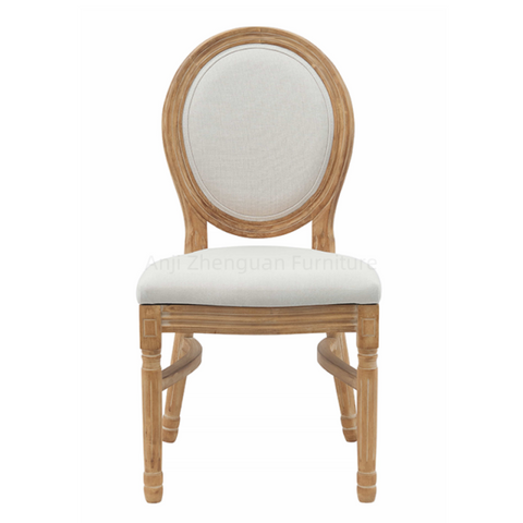 Anji ZG Manufacturer Rental Business Hotel Dining Stacking Rubber Wood Round Padded Back Cane Back Louis Chair (ZG16-026)