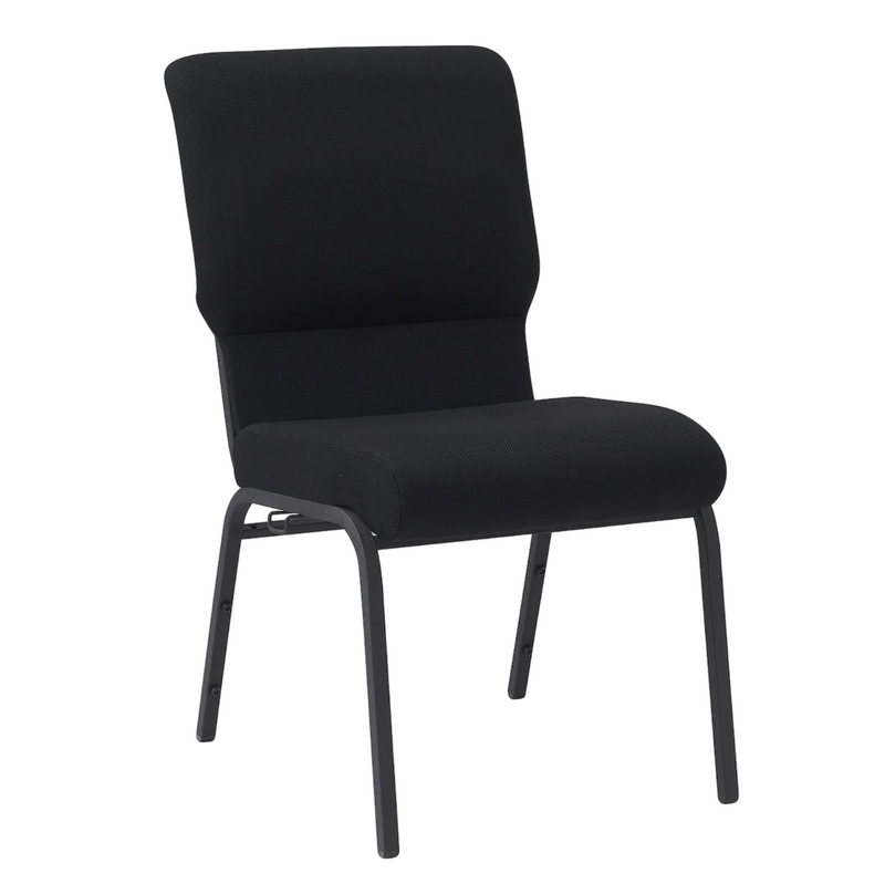 18.5 Inch Wide Black Steel Frame Black Fabric Stackable Church Worship Auditorium Chair with Cut-Away Back (ZG13-002)