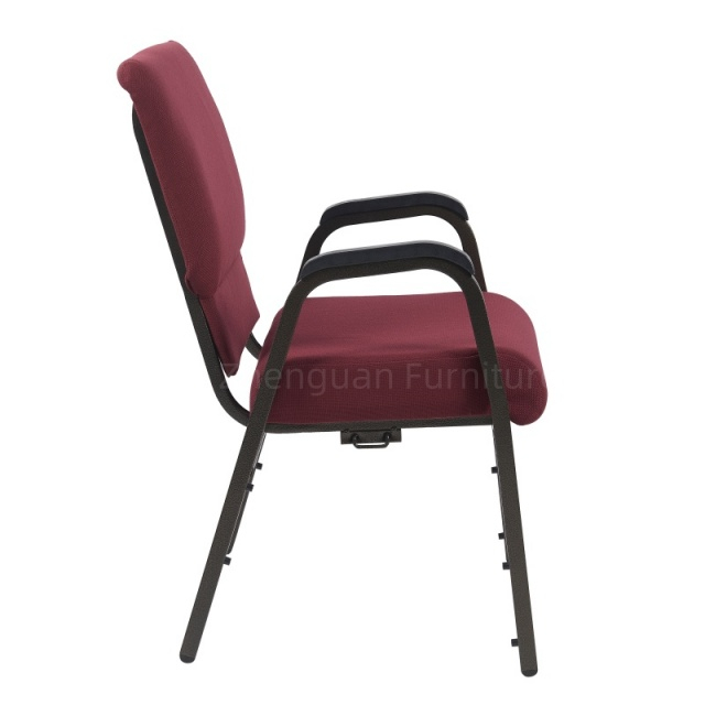 Anji Zhenguan 22 Inch Wide Stack Burgundy Fabric Stacking Church Chair Worship Chair with Armrest(ZG13-009)