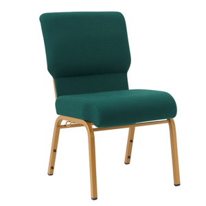 20.5 Inch Wide Green Fabric Color Gold Vein Steel Frame Comfy Stackable Church Worship Auditorium Chair (ZG13-001)