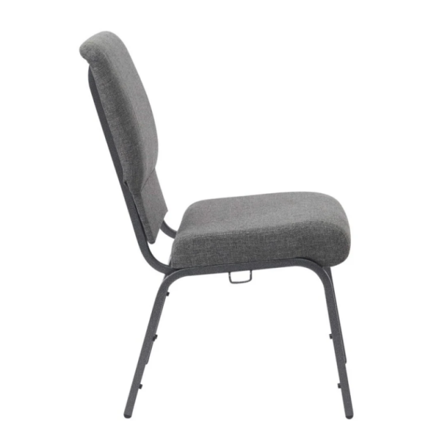 18.5 Inch Wide Light Grey Fabric Stacking Church Chair with Cut-Away Back and Cardpocket(ZG13-002)