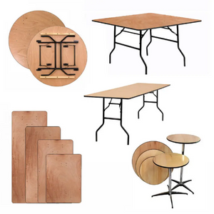 Commercial Grade Square Folding Table 4FT 5FT 6FT Plywood Top Steel Legs