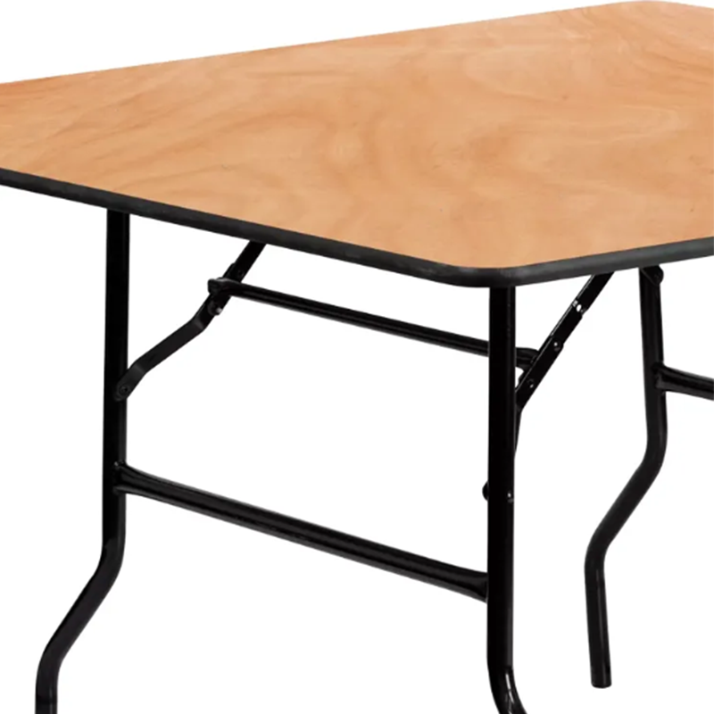 Commercial Grade Square Folding Table 4FT 5FT 6FT Plywood Top Steel Legs